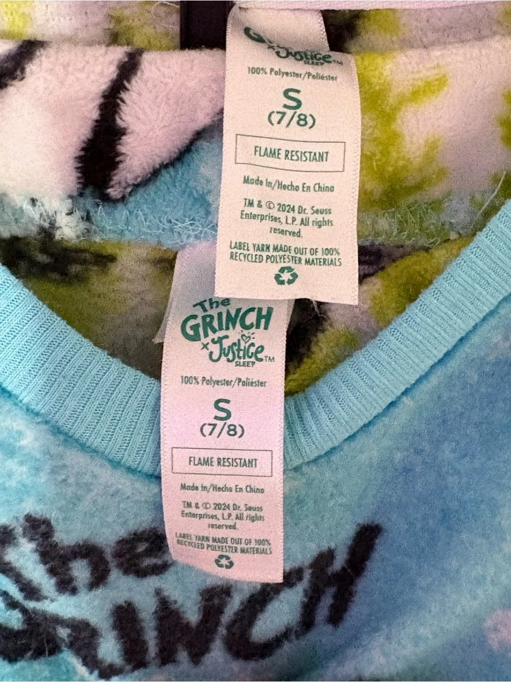 Girls grinch fuzzy pj’s
